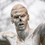 A picture taken on December 22, 2019 shows a detail of the bronze statue of iconic football player Zlatan Ibrahimovic after it was vandalised and had its nose chopped off in Malmo, Sweden. - In Malmo, Zlatan Ibrahimovic's hometown, his supporters felt the iconic footballer could do no wrong, but his decision to invest in a rival club was an unforgivable sin to many. Since announcing a month ago that he was buying a stake in the football club Hammarby IF, based in Sweden's capital Stockholm, Ibrahimovic's bronze statue in Malmo has been regularly vandalised. (Photo by Johan NILSSON / TT NEWS AGENCY / AFP) / Sweden OUT