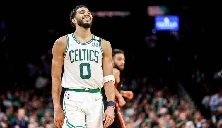 Celtics blast wounded Heat, even East finals at 2-2