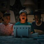 STRANGER THINGS, from left: Priah Ferguson, Gaten Matarazzo, Caleb McLaughlin, (Season 4, aired May 27, 2022). ph: Netflix / Courtesy Everett Collection