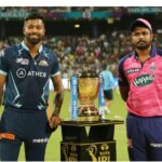 Rajasthan Royals captain Sanju Samson poses with Gujarat Titans skipper Hardik Pandya before the GT vs RR IPL 2022 Final Live. Photo: Sportzpics for IPL