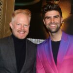 NEW YORK, NEW YORK - OCTOBER 17: Jesse Tyler Ferguson and Justin Mikita pose at the opening night for the new play