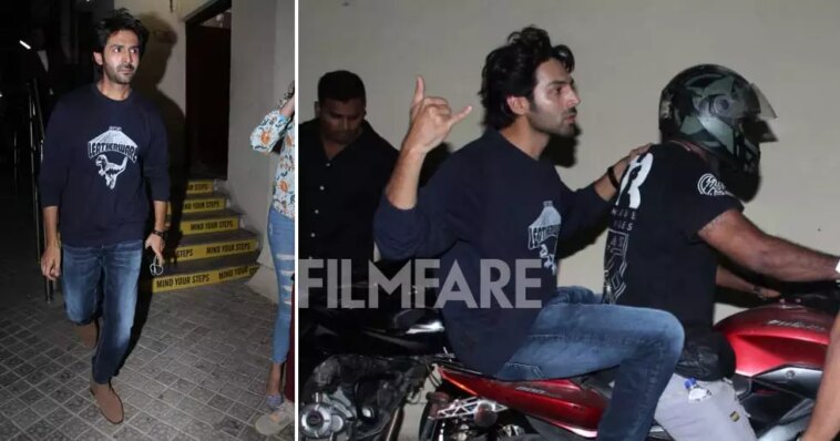 Kartik Aaryan gets clicked amidst a fan frenzy at a multiplex in the city