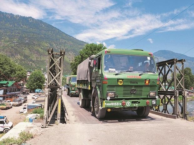 INDIAN army trucks, border, LAC, china, ladakh