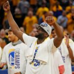 Golden State Warriors forward Draymond Green (23) celebrates after winning game five of the 2022 western conference finals against the Dallas Mavericks at Chase Center. Mandatory Credit: Cary Edmondson-USA TODAY Sports