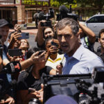 O'Rourke talks to reporters after being ejected from Texas school shooting presser