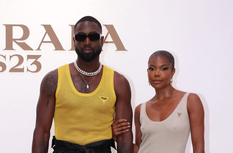 Gabrielle Union and Dwyane Wade Amp Up Couples’ Styling in Tank Top Pieces at Prada’s Menswear Milan Fashion Week Spring 2023 Show