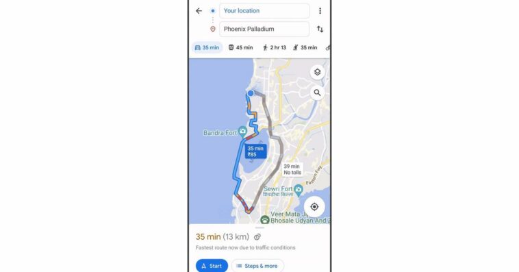 Google Maps now estimates toll charges for your journey