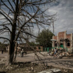 Damage from an overnight strike in the town of Druzhkivka in eastern Ukraine on Sunday.