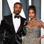 Michael B. Jordan and Lori Harvey attend 2022 Vanity Fair Oscar Party