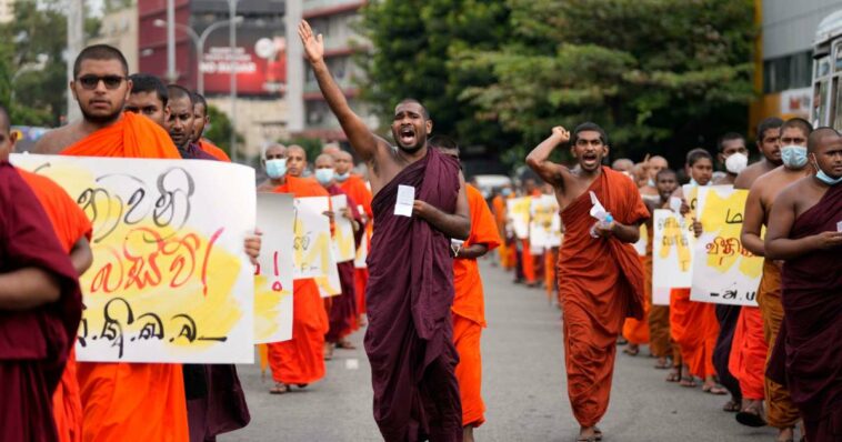 Photos: Sri Lanka students march to demand president, PM resign