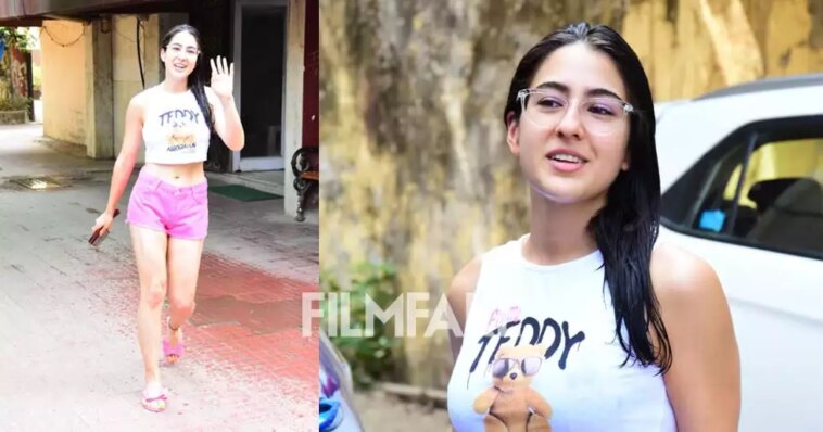 Sara Ali Khan clicked outside her gym earlier today