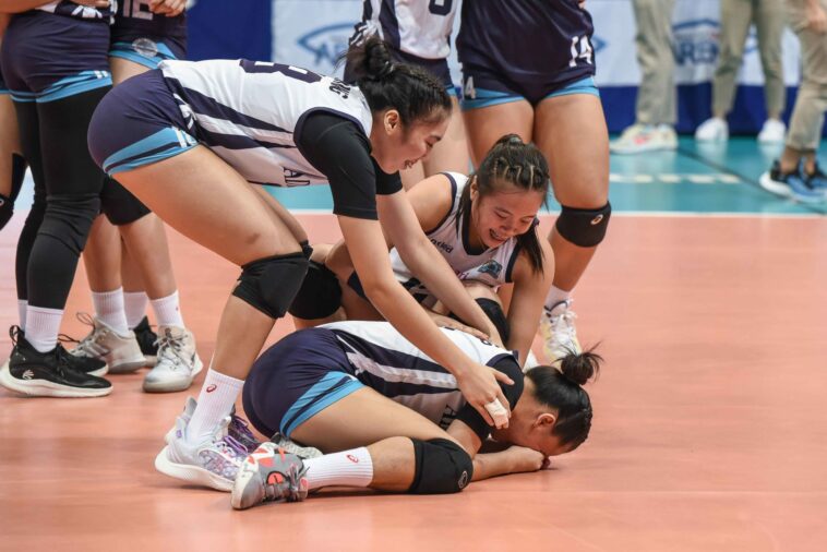 Trisha Genesis breaks down in tears after Adamson stays alive in Final Four race. UAAP PHOTO