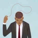 illustration of a man in a suit pulling his brain out