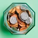 Sterling coins in jar