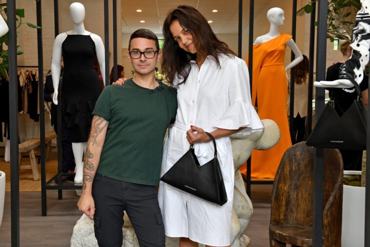 Katie Holmes Laces Up in Thong Sandals, Shirt Dress to Mark Christian Siriano’s Connecticut Store Opening