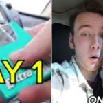 Image shows screenshots from Addie’s TikTok videos where he is trading items.