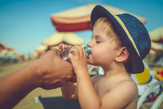 child drinking water