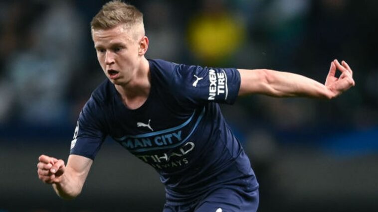 Oleksandr Zinchenko in action for Man City