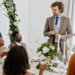 Best man giving a toast and speech at a wedding reception