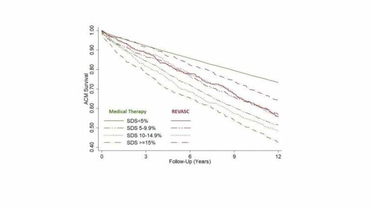 Stress testing can help determine which patients are likely to benefit from heart procedures to improve survival