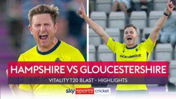 Highlights of the T20 Vitality Blast match between Hampshire Hawks and Gloucestershire.