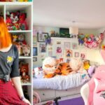 pictures of a woman with her huge pokemon toy collection