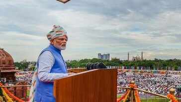 Prime Minister Narendra Modi addresses nation on 76th Independence Day at Red Fort. (PTI Photo)