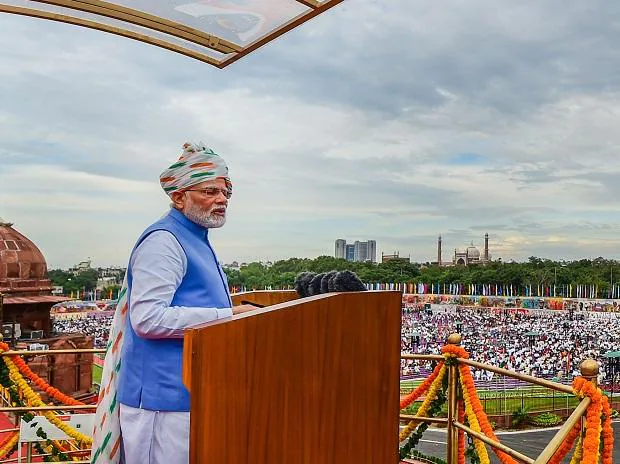 Prime Minister Narendra Modi addresses nation on 76th Independence Day at Red Fort. (PTI Photo)