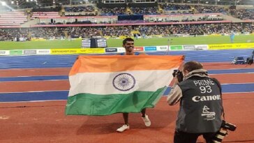 Sreeshankar Murali after the historic feat at Commonwealth Games in Men