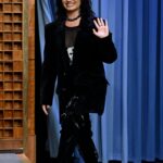 THE TONIGHT SHOW STARRING JIMMY FALLON -- Episode 1700 -- Pictured: Singer-songwriter Demi Lovato arrives on Tuesday, August 16, 2022 -- (Photo by: Todd Owyoung/NBC via Getty Images)