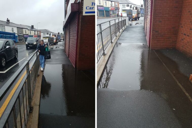 Frustration as pedestrians 'forced to walk in the road' due to flooding