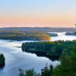 Landscape of Saimaa lake from above, Finland