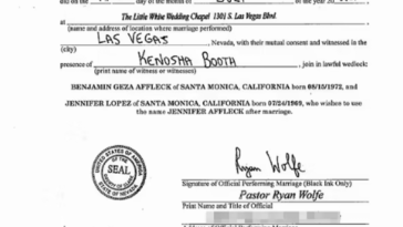 The Marriage License Of Jennifer Lopez And Ben Affleck Is Made Public