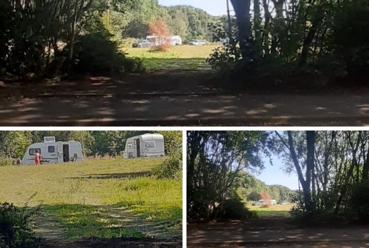 Traveller caravans park up on land plagued by flooding