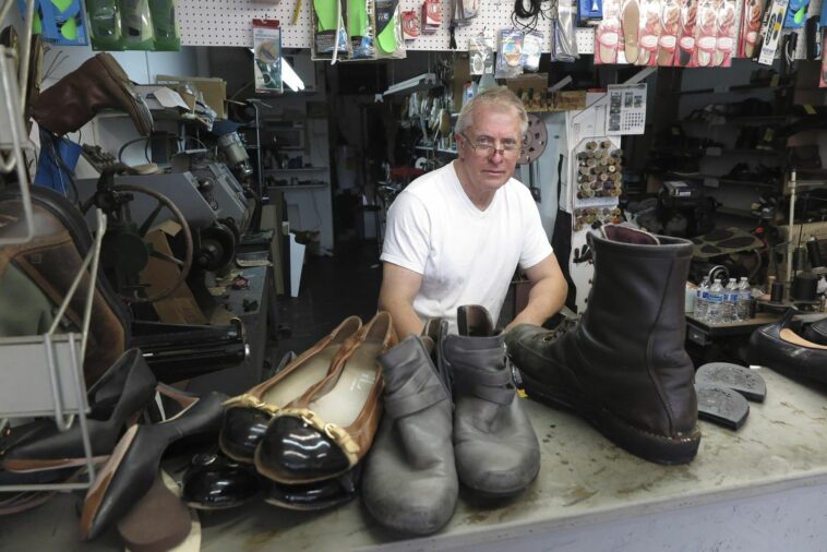 Ukrainian cobbler works, watches war from afar in Colorado