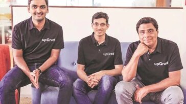 upGrad founders Phalgun Kompalli, Mayank Kumar and Ronnie Screwvala