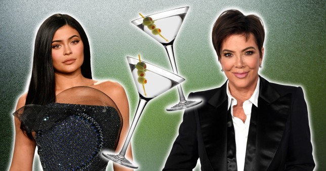 Kylie and Kris Jenner looking glam with dirty martini glasses with olives in