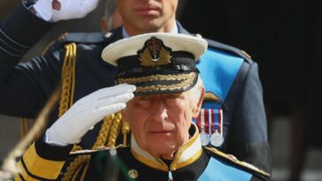 King Charles III Salutes Queen Elizabeth's Coffin