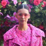 Nina Dobrev Thinks Pink in 3D Floral Valentino Minidress to Celebrate the Pink PP Collection at Saks Fifth Avenue During NYFW