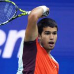 Carlos Alcaraz during a men's singles championship match at the 2022 US Open, Sunday, Sep. 11, 2022 in Flushing, NY. (Darren Carroll/USTA via AP)