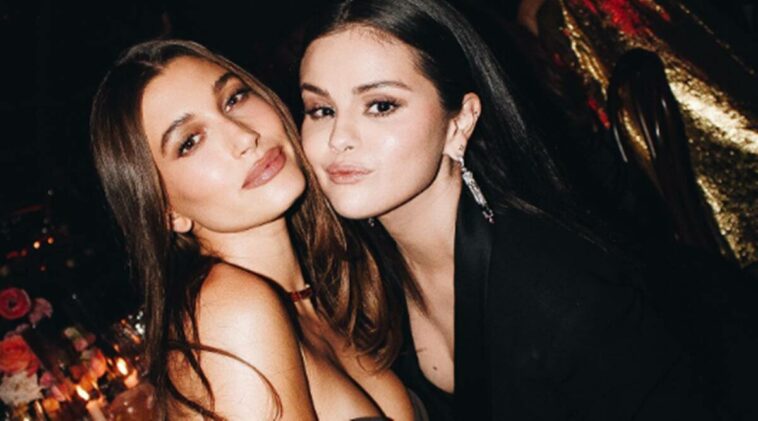 Selena Gomez, Selena Gomez and Hailey Bieber, Selena Gomez Hailey Bieber photos, Selena Gomez Hailey Bieber together, Selena Gomez Hailey Bieber hug, Selena Gomez and Justin Bieber, Hailey and Justin Bieber, indian express news