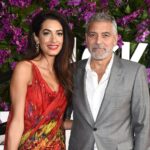 Amal Clooney Wears Playful Patterns in Red Chevron Alexander McQueen Dress for ‘Ticket to Paradise’ Premiere