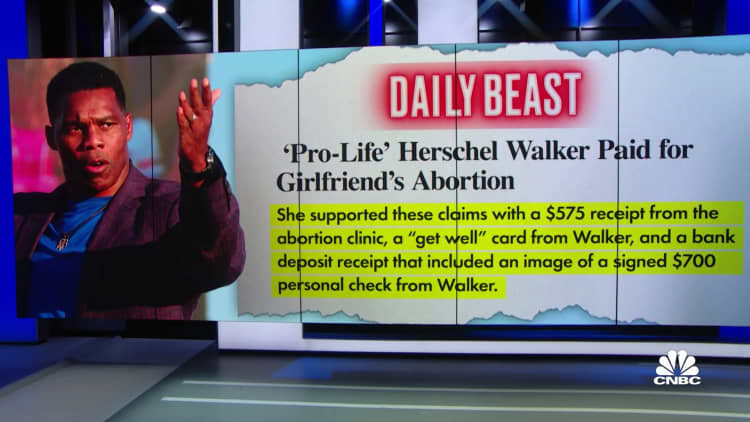 Anti-abortion nominee Herschel Walker denies he paid for girlfriend's abortion