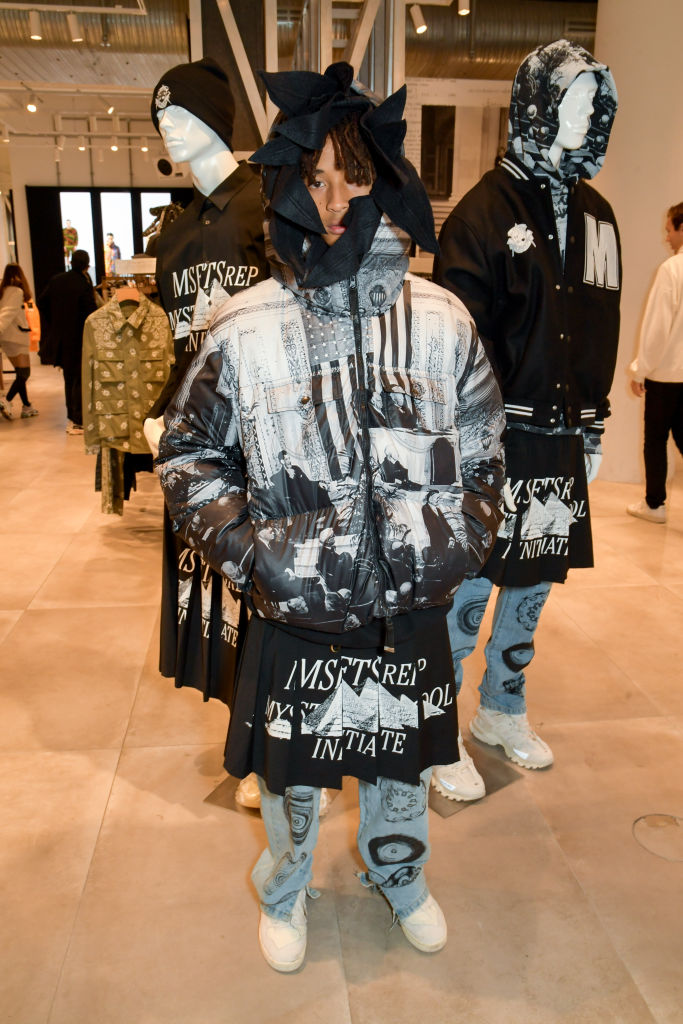 LONDON, ENGLAND - OCTOBER 07: Jaden Smith presents MSFTSrep's new AW22 collection at Selfridges on October 7, 2022 in London, England. (Photo by David M. Benett/Dave Benett/Getty Images for Selfridges & Co)