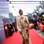 Jodie Turner-Smith Brings Gilded Glamour and Futurism Together in Balmain Couture Gown for ‘White Noise’ Premiere at BFI London Film Festival