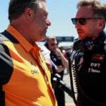 McLaren boss Zak Brown (left) and Red Bull's Christian Horner