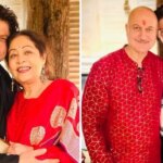 Shah Rukh Khan reunites with Anupam Kher and Kirron Kher at Amitabh Bachchan's Diwali bash. See pics