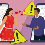 illustration of people on dating apps blowing kisses