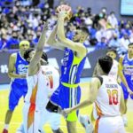 Nick Rakocevic (right) is averaging 30 points and close to 19 rebounds in the first five games for Magnolia. —PBA IMAGES