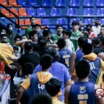 An ugly brawl between JRU Heavy Bombers and St. Benidle Blazers halted the NCAA Season 98 match. –NCAA PHOTO